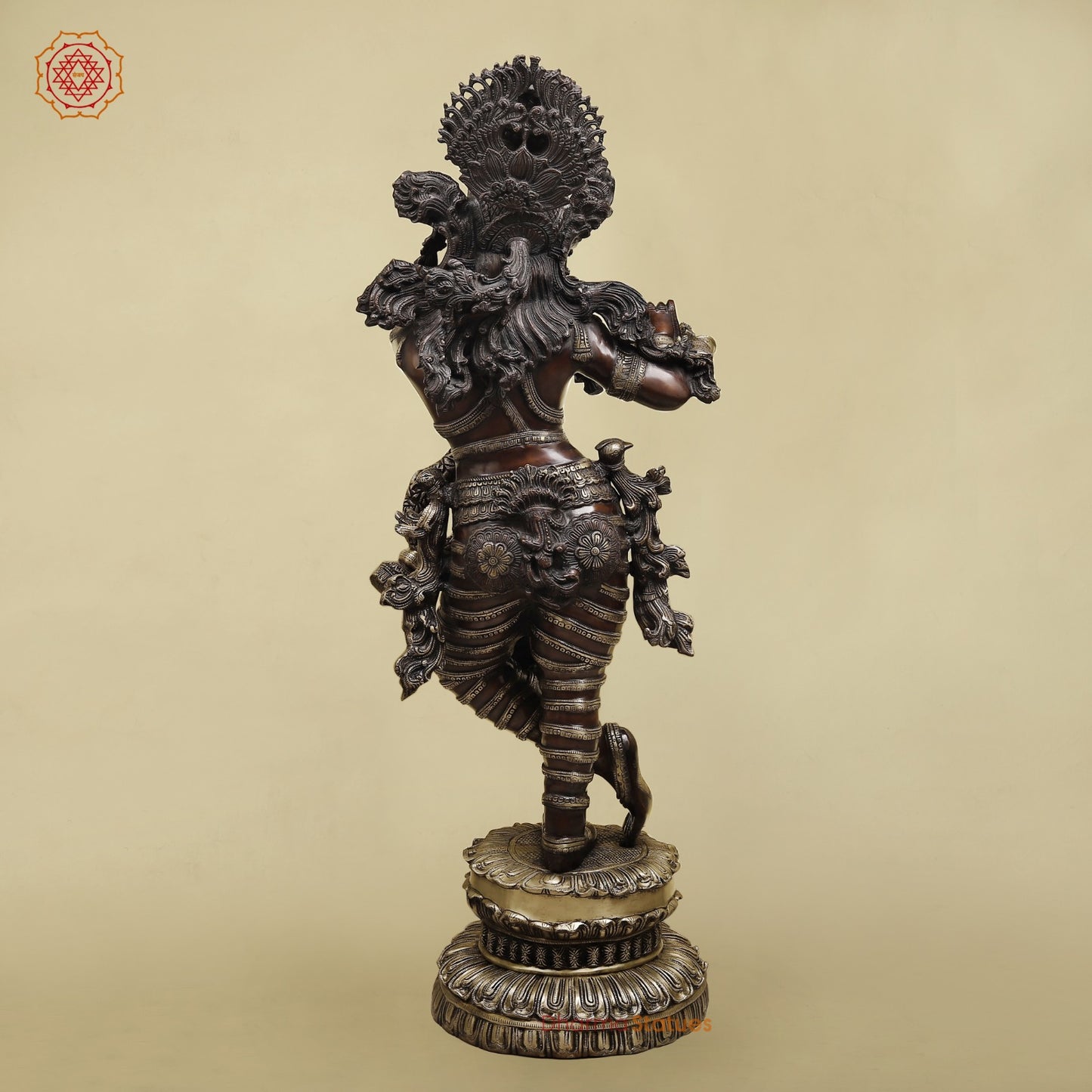 Brass Krishna Standing with Jewellery, Fine Copper finish 46”