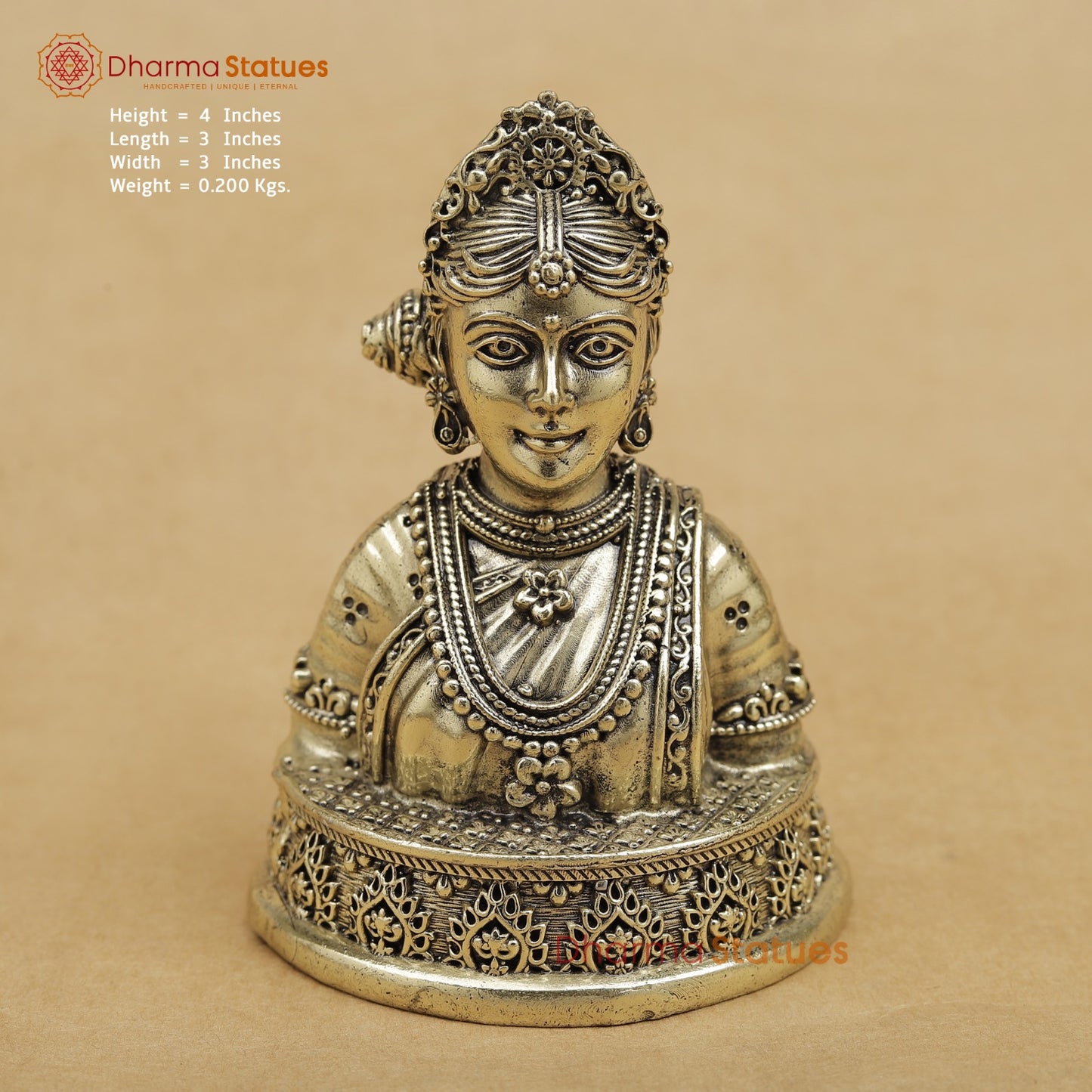 Brass Parwati bust fine 4”