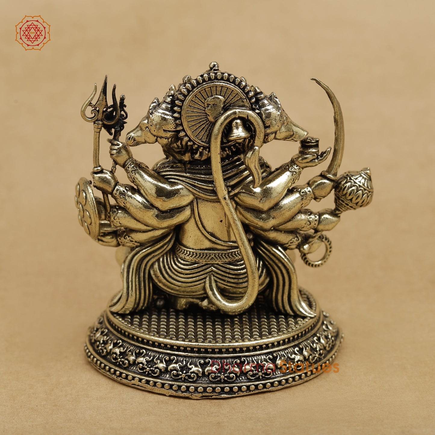 Brass Panchmukhi Hanuman seated 3”
