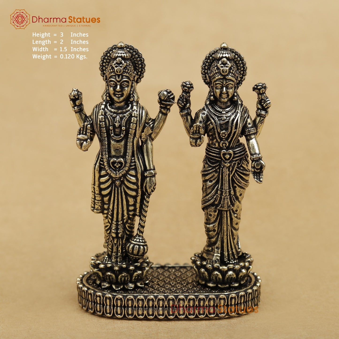 Brass vishnu lakshmi standing 3”