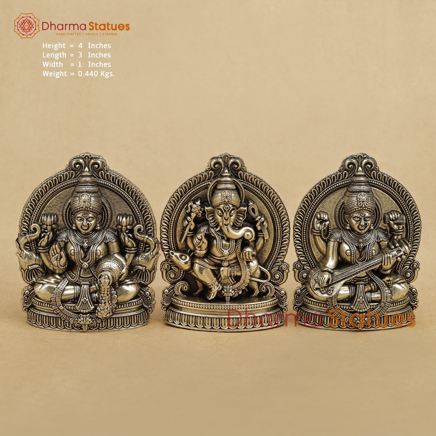 Brass Lakshmi Ganesh Saraswati set 4”