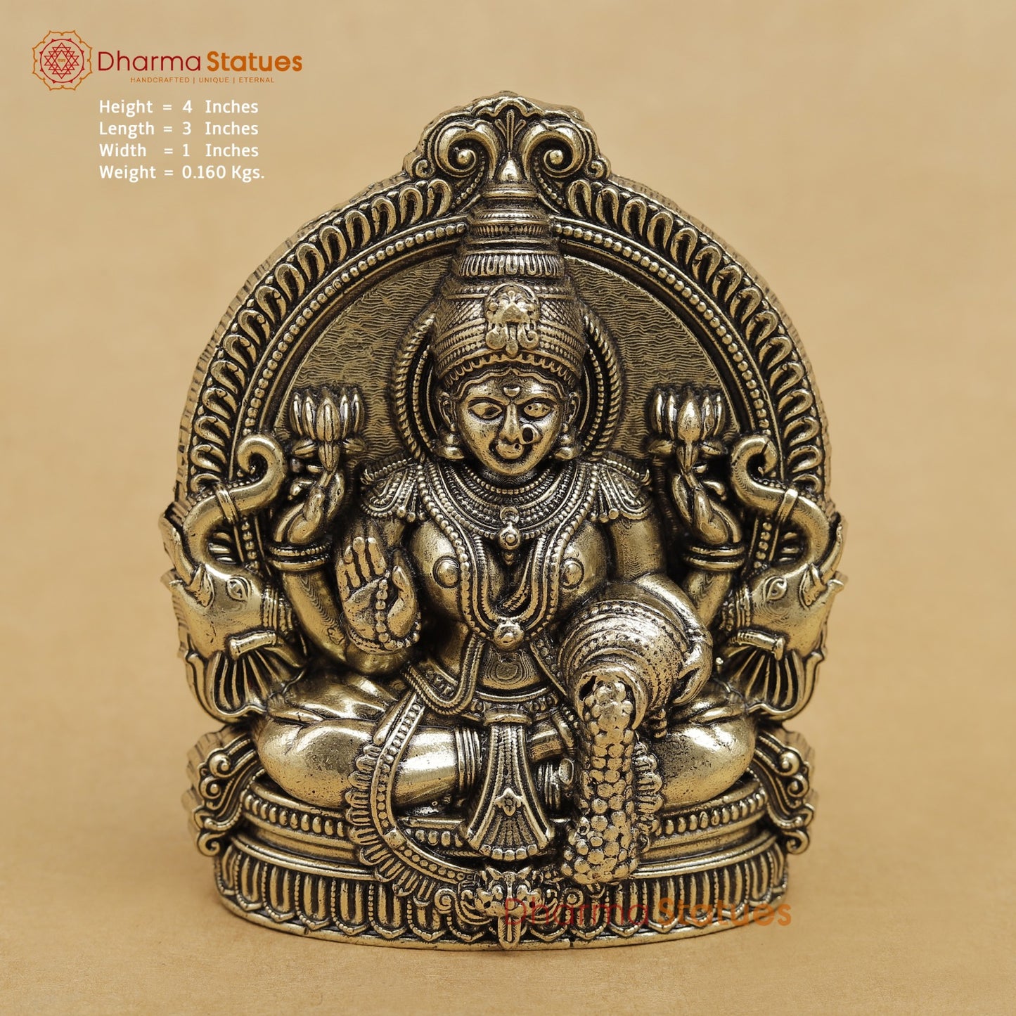Brass Lakshmi setaed Fine 4”
