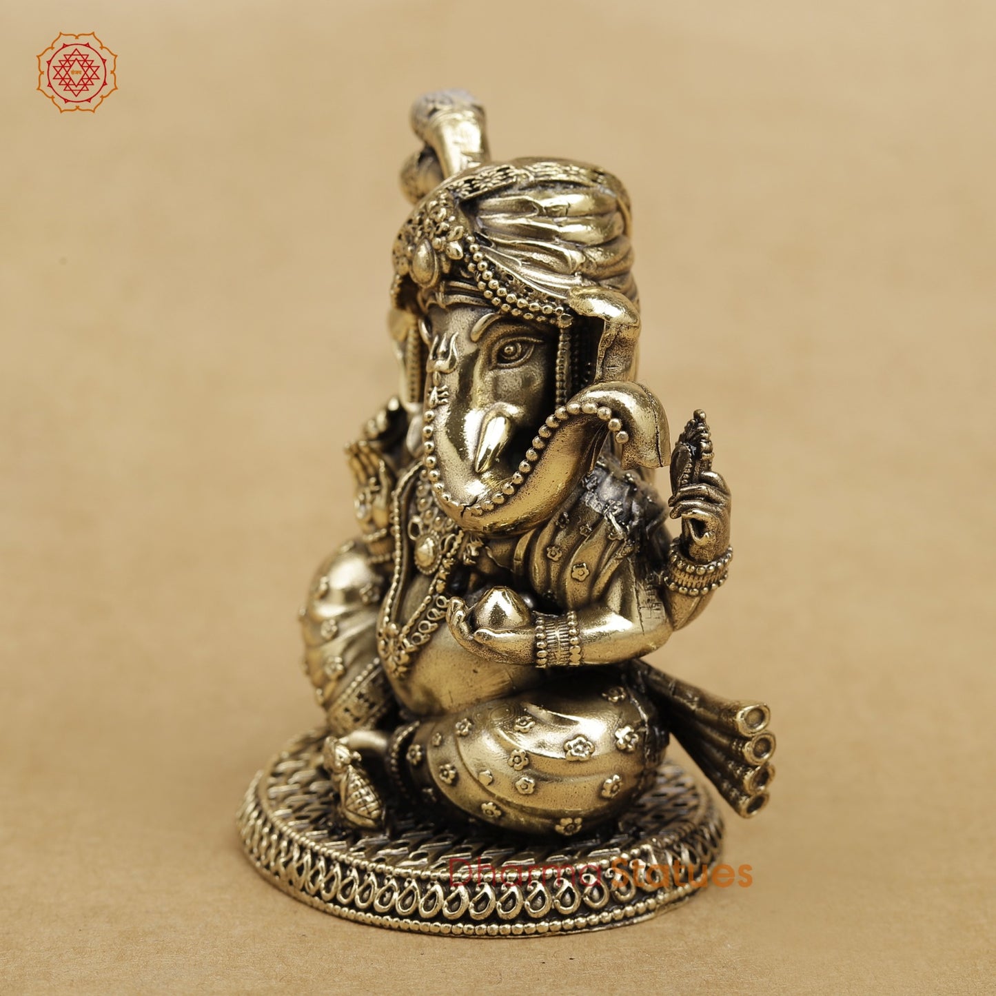 Brass Pagdi Ganesh seated 3”