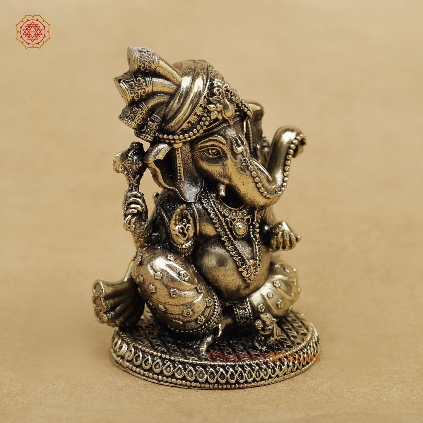 Brass Pagdi Ganesh seated 3”