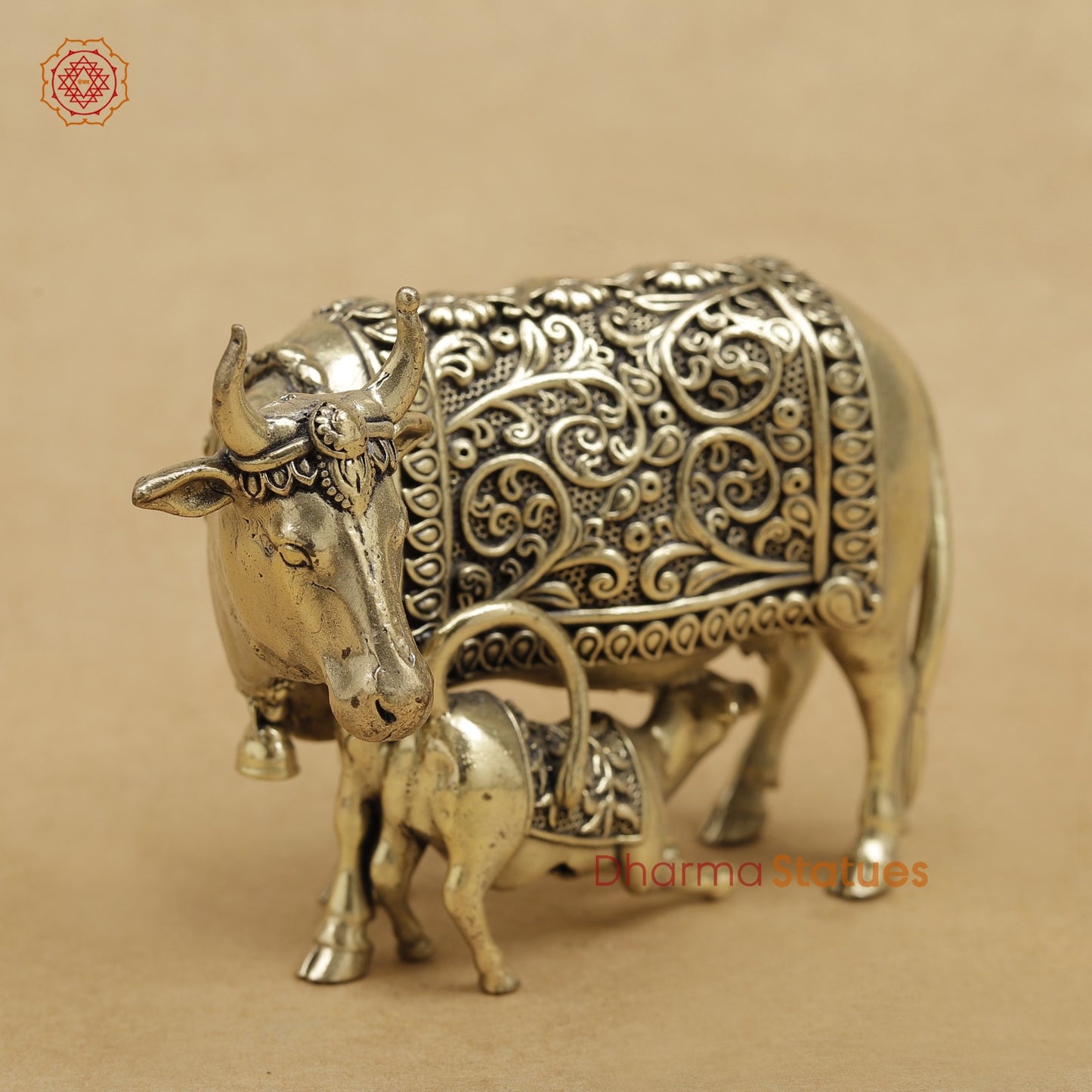 Brass Cow Calf fine 5”