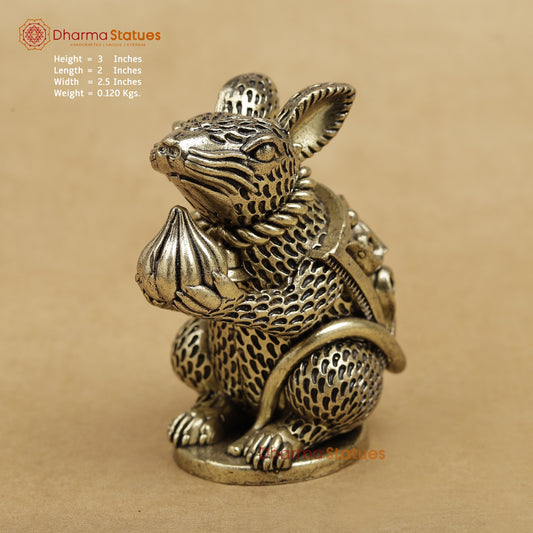 Brass Mouse with Ladoo for Ganesh 3”