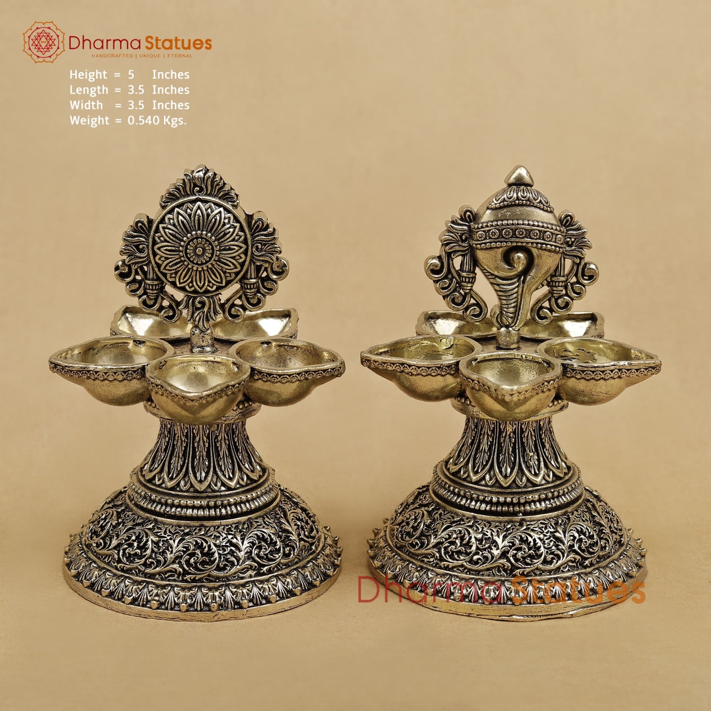Brass Shankh Chakra lamps fine 5” (Pair)