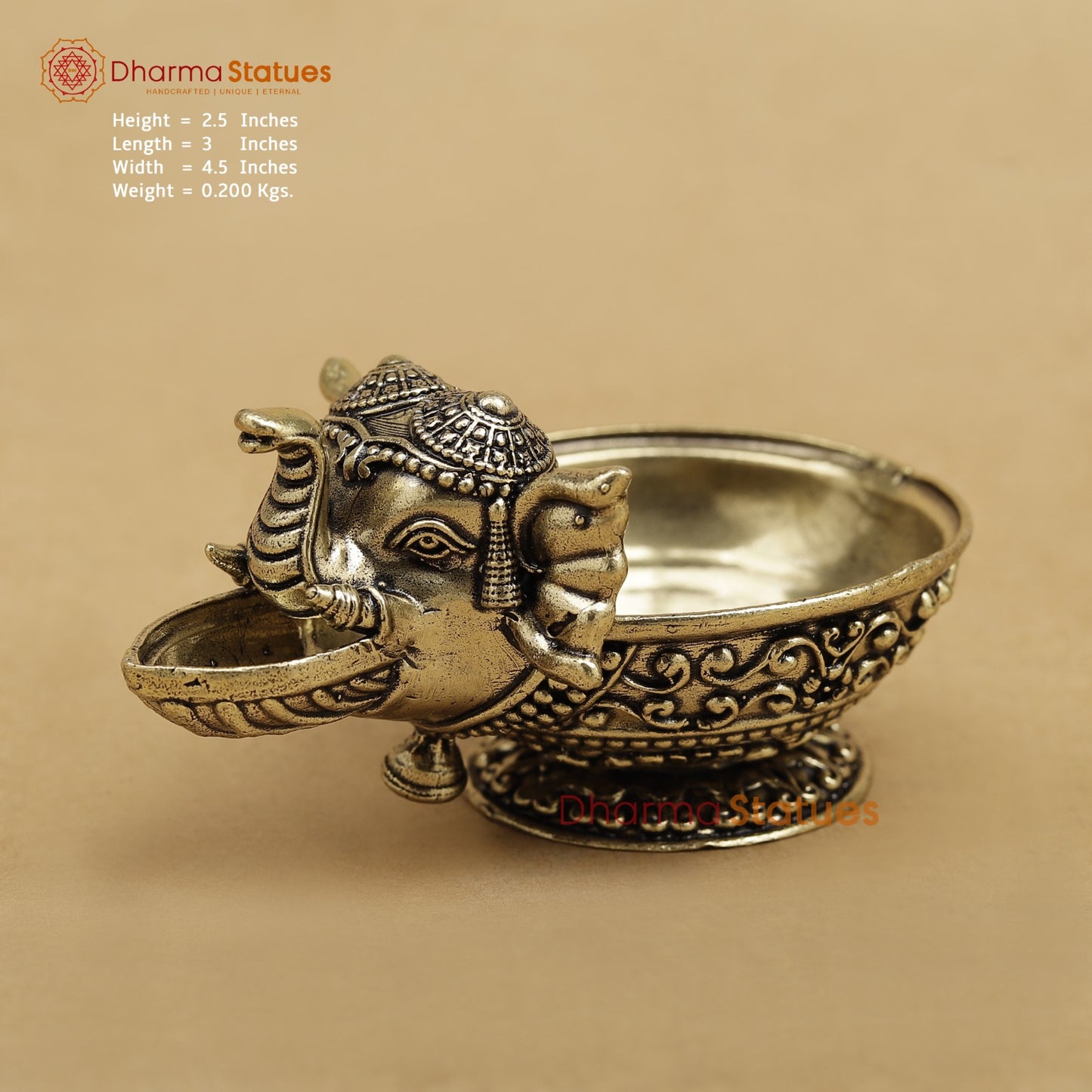 Brass Elephant Diya fine 4.5”