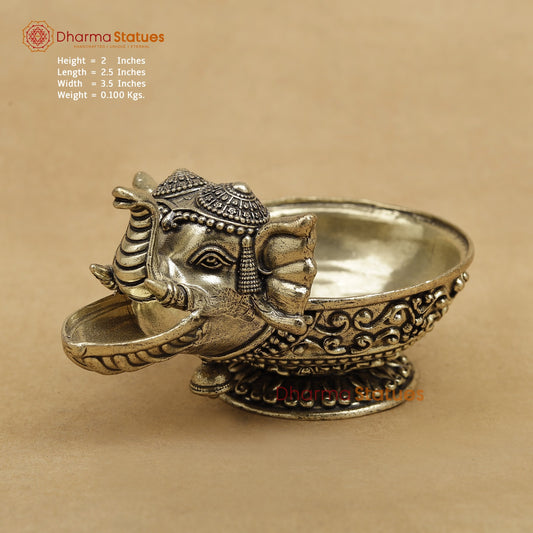 Brass Elephant Diya fine 3.5”