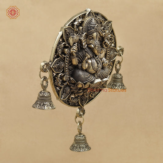Brass Ganesh Wall Hanging With bells 7”
