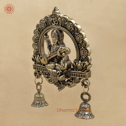 Brass Saraswati Wall Hanging With bells 6.5”