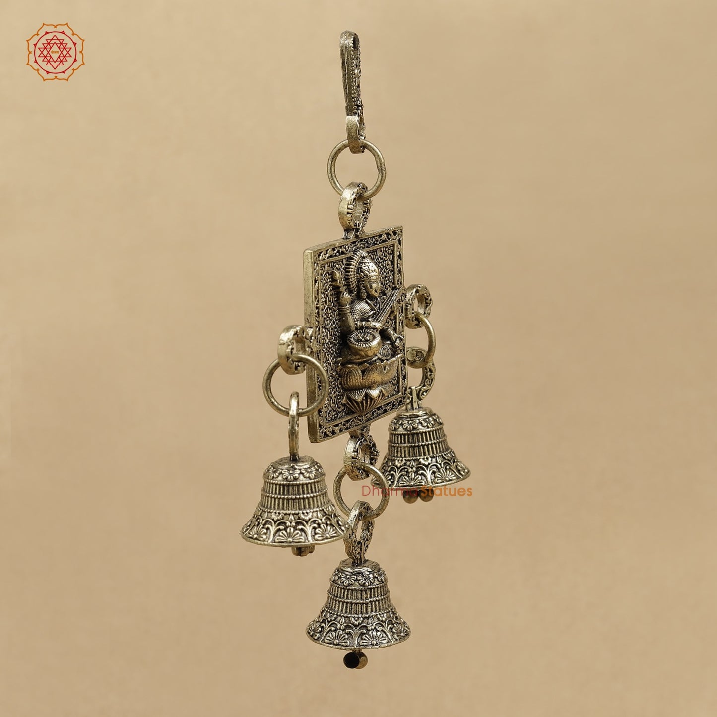 Brass Saraswati Wall Hanging With bells 6.5”