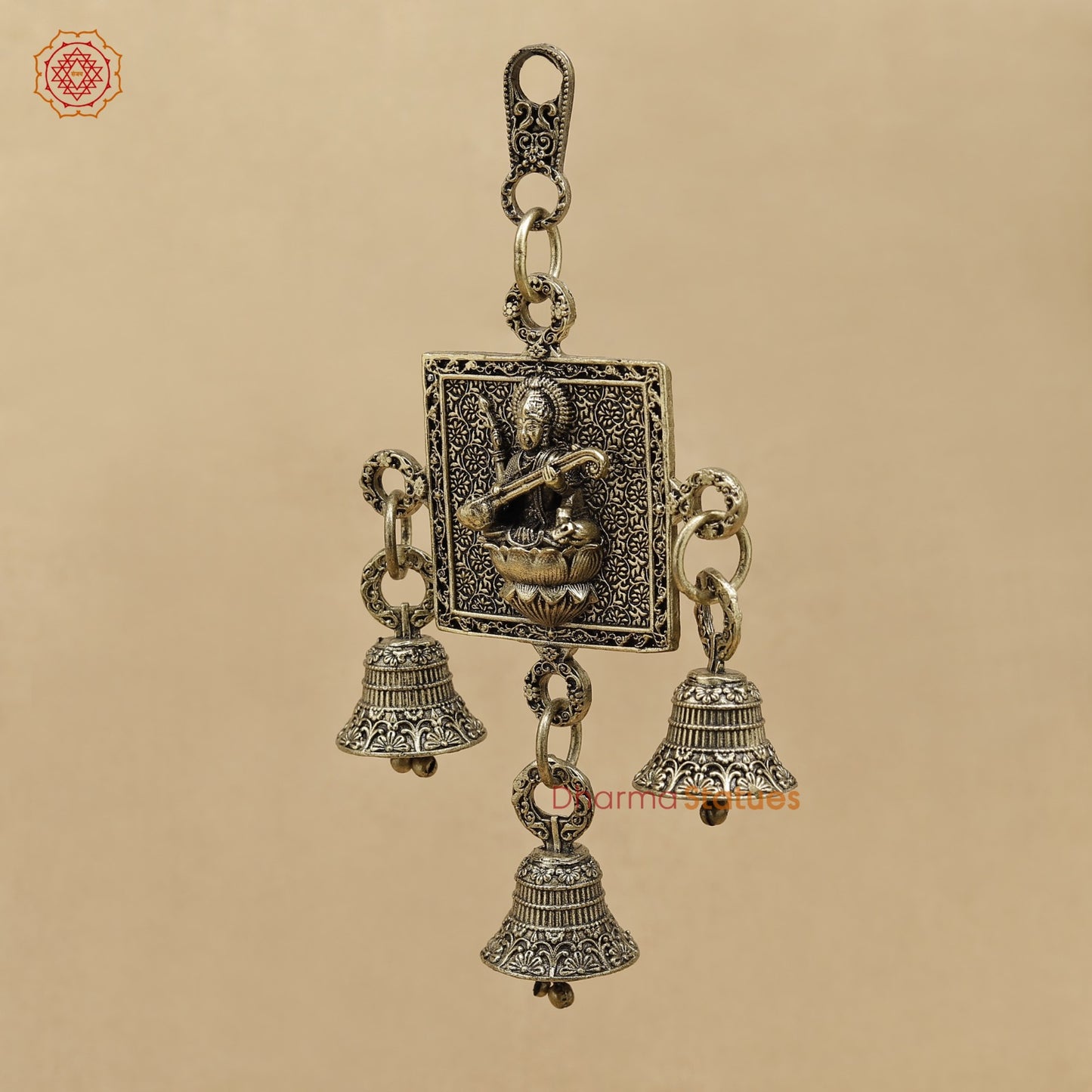 Brass Saraswati Wall Hanging With bells 6.5”