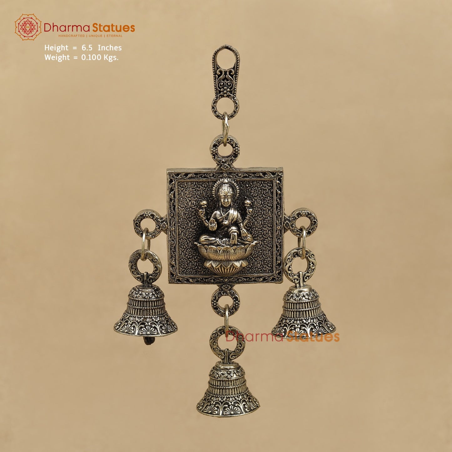 Brass Lakshmi Wall Hanging With bells 6.5”