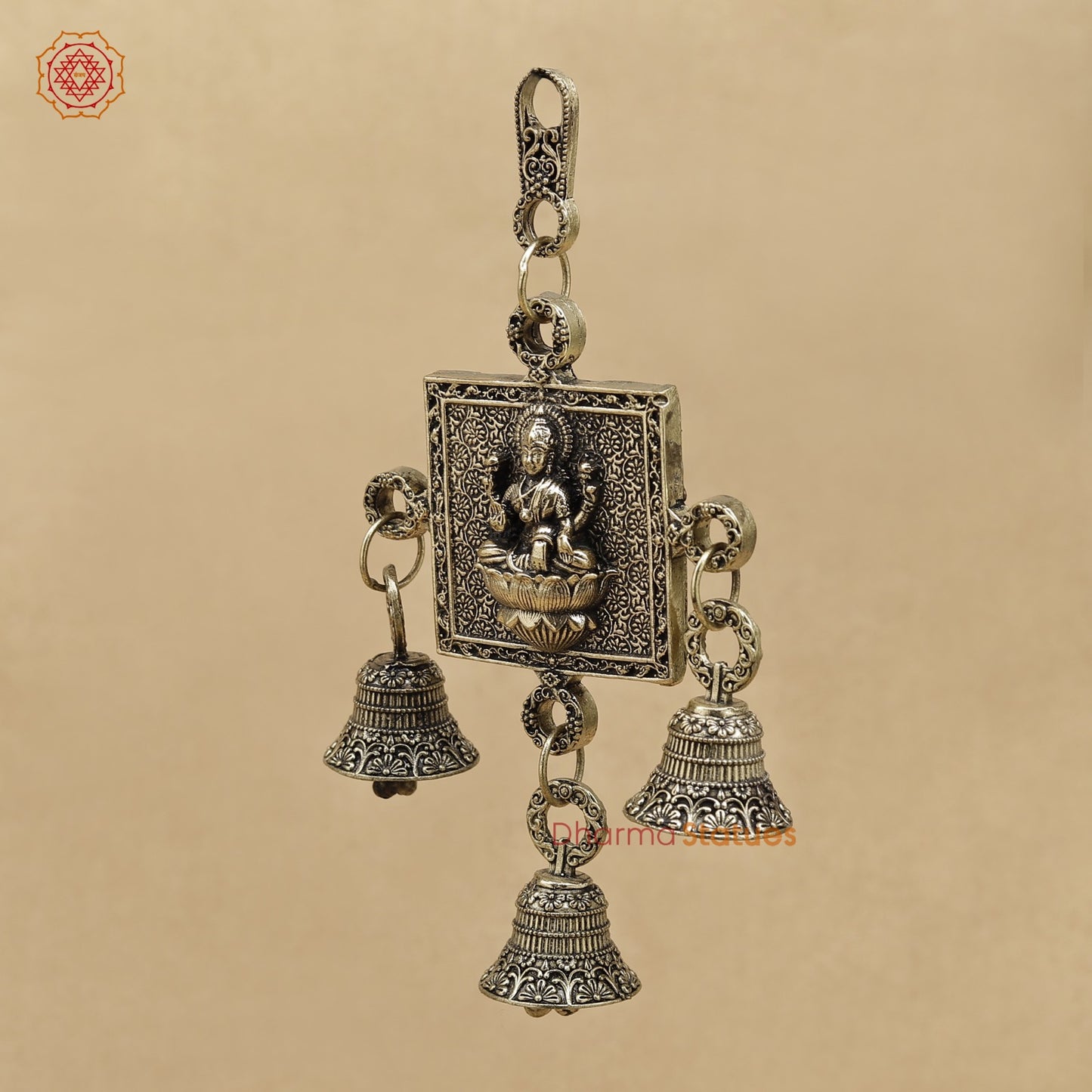 Brass Lakshmi Wall Hanging With bells 6.5”