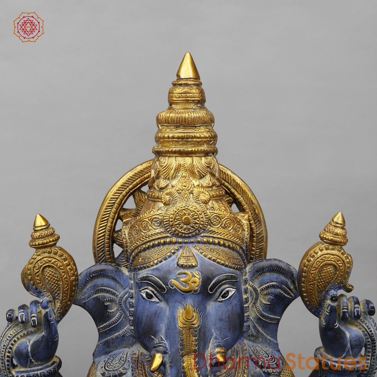 Brass Surya Ganesh Fine , Antique Turquoise Finish 20”