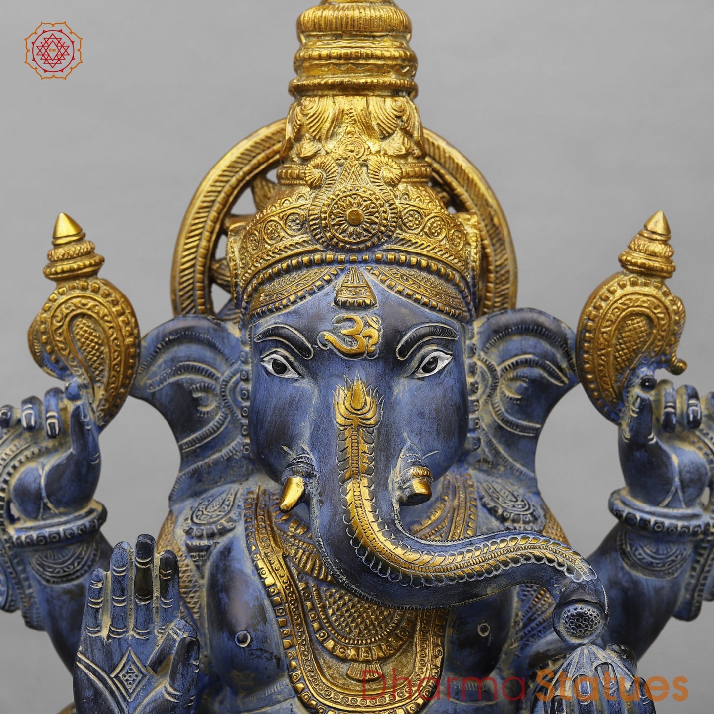 Brass Surya Ganesh Fine , Antique Turquoise Finish 20”