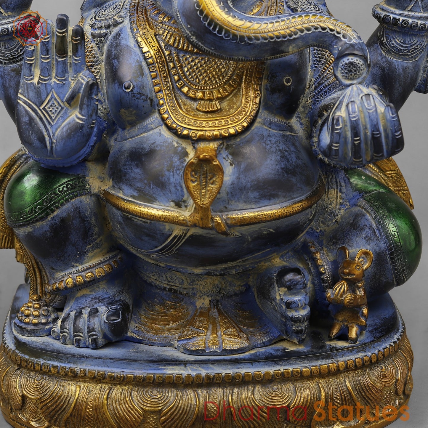 Brass Surya Ganesh Fine , Antique Turquoise Finish 20”