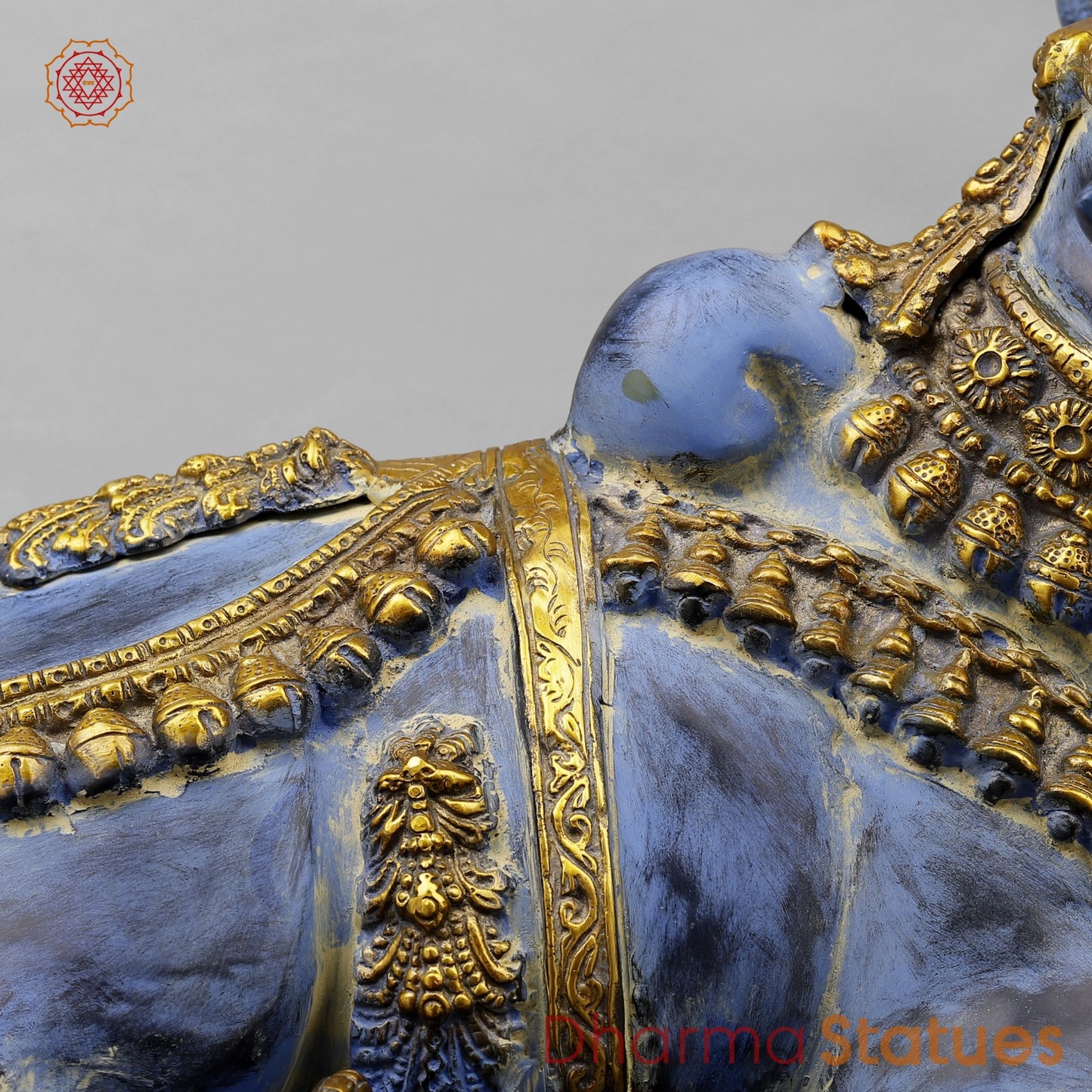 Brass Nandi Seated Fine, Antique Turquoise 22”