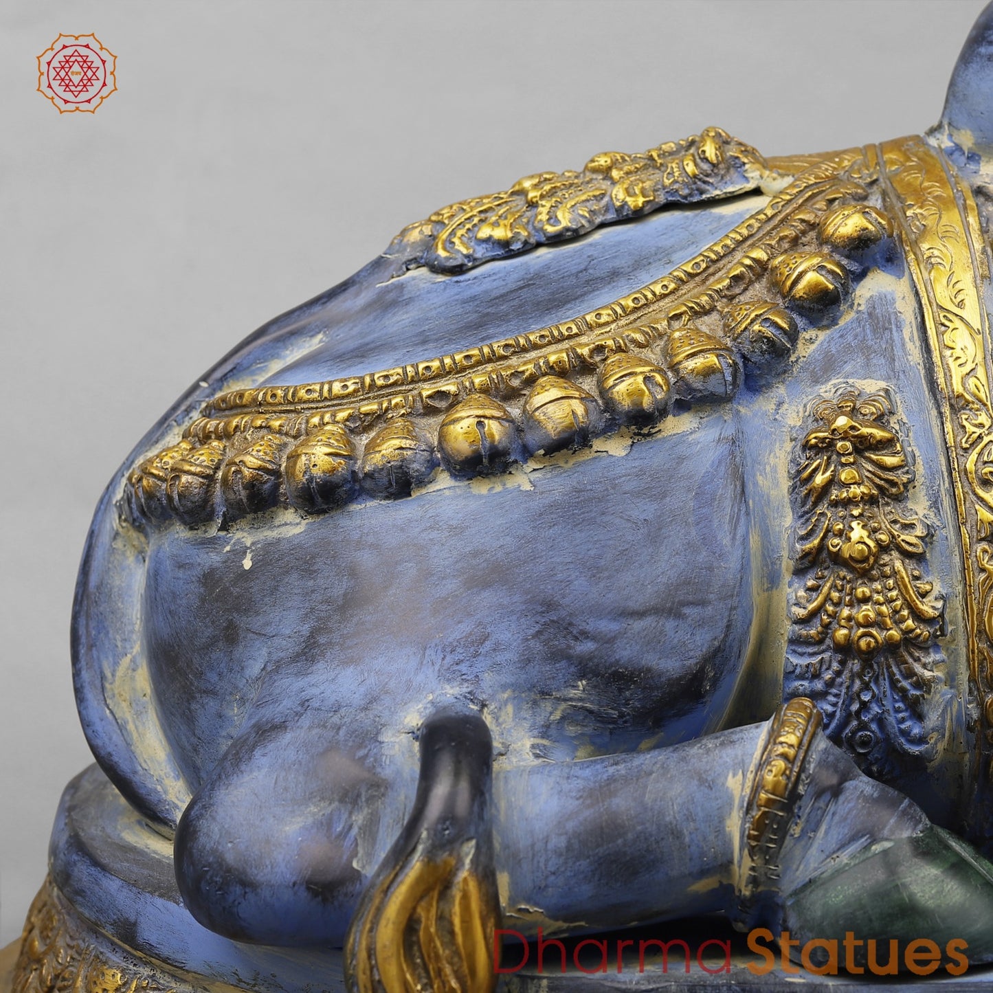 Brass Nandi Seated Fine, Antique Turquoise 22”