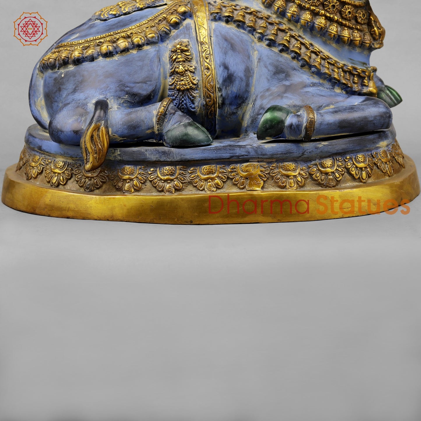 Brass Nandi Seated Fine, Antique Turquoise 22”