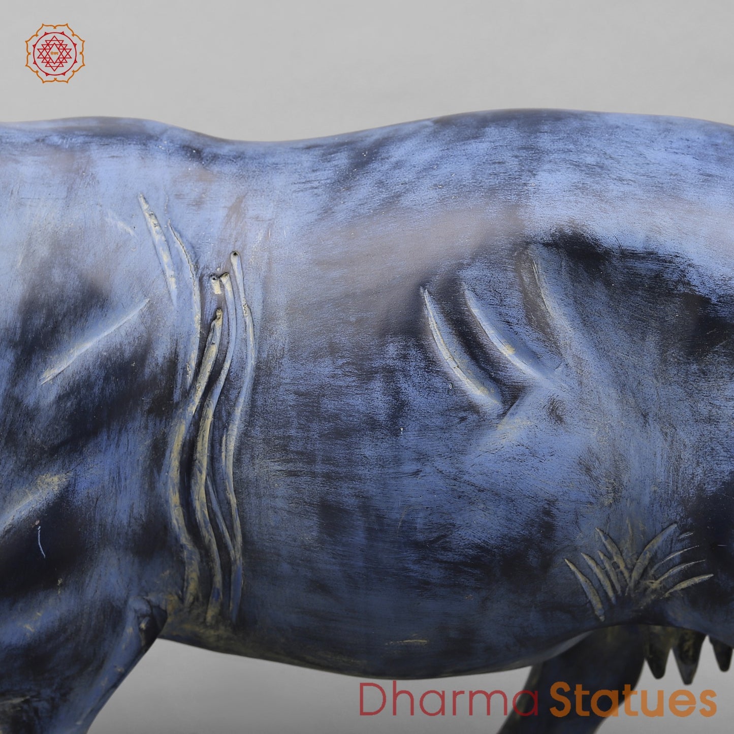 Brass Buffalo With Golden Horns, Antique Turquoise Finish 23”