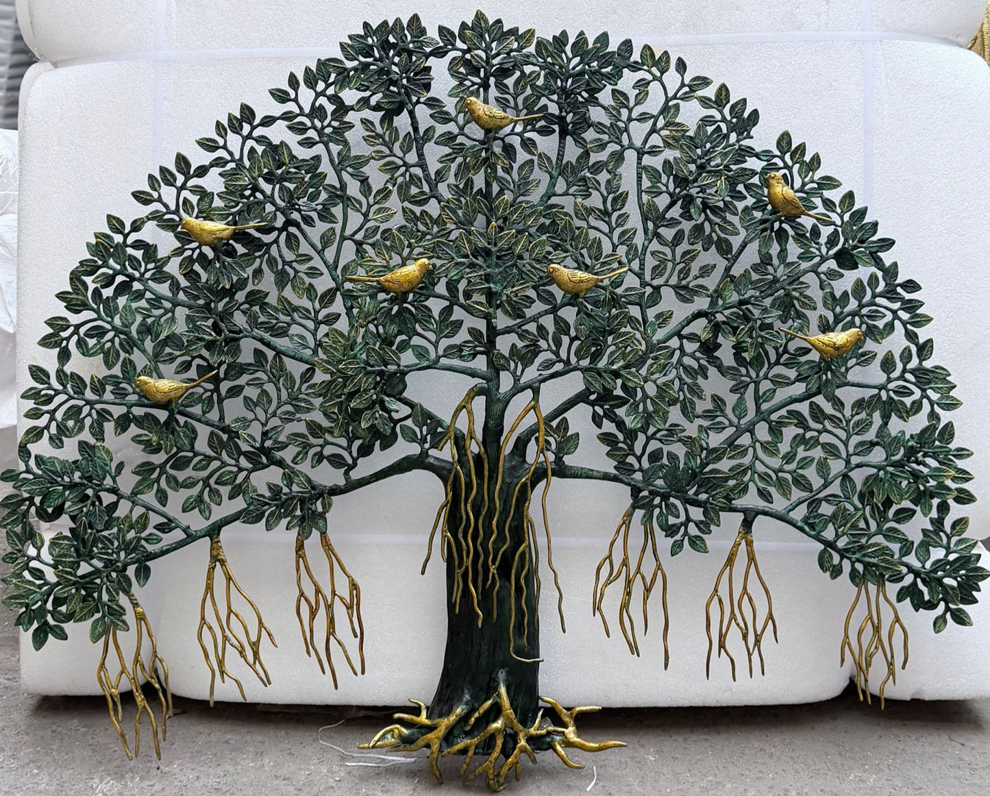 Brass Kalpvriksh Tree Fine, Green Golden finish 36”
