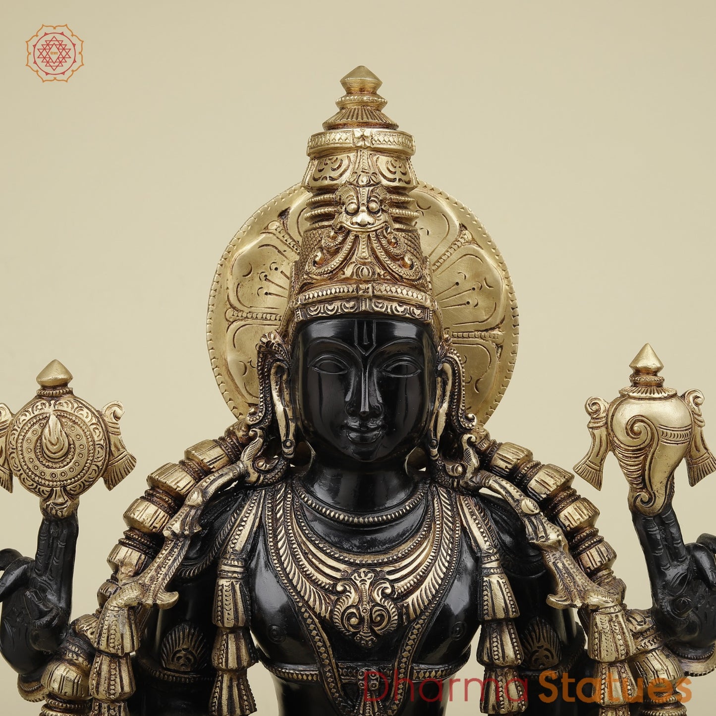 Bronze Tirupati Balaji with Ornaments, Dashavtar and Shankh Chakra Lamps 30”