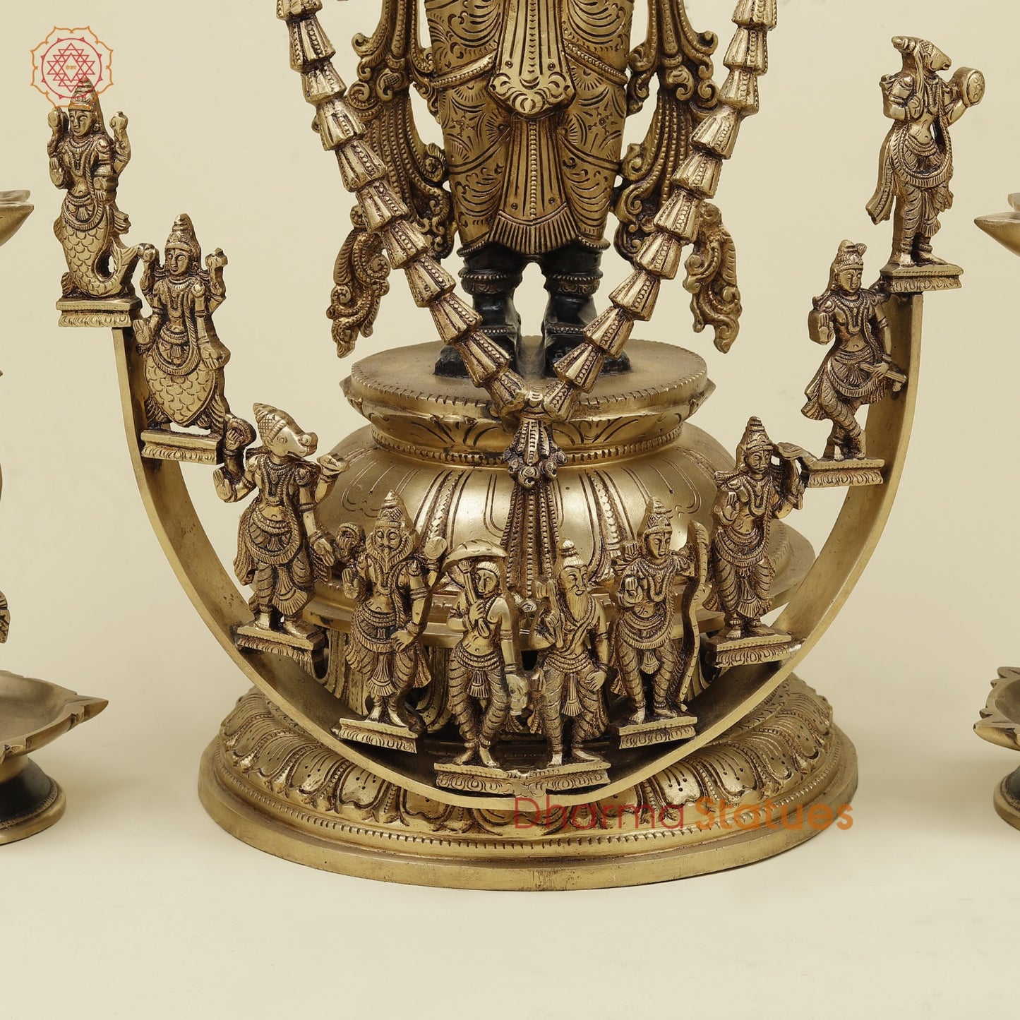 Bronze Tirupati Balaji with Ornaments, Dashavtar and Shankh Chakra Lamps 30”