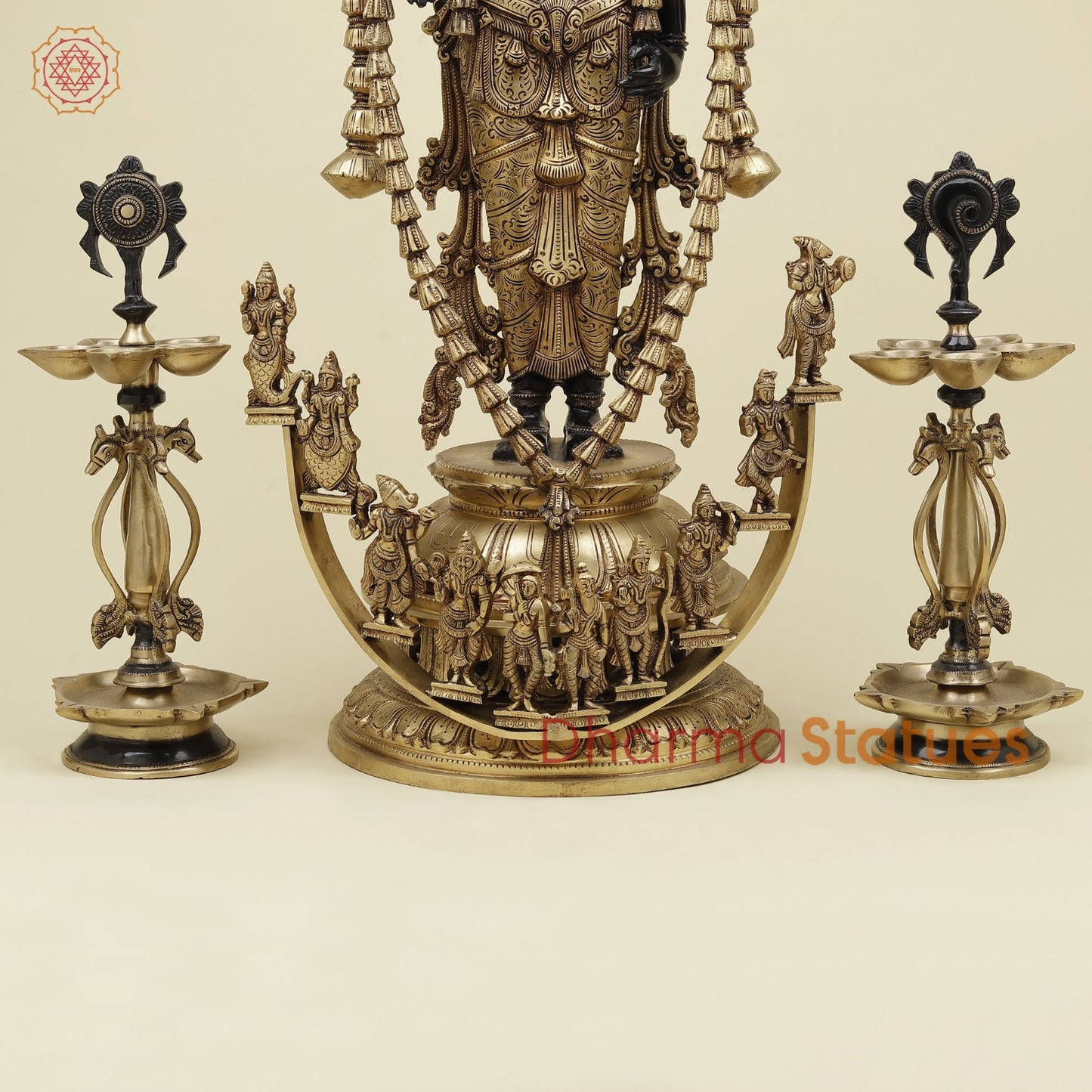 Bronze Tirupati Balaji with Ornaments, Dashavtar and Shankh Chakra Lamps 30”