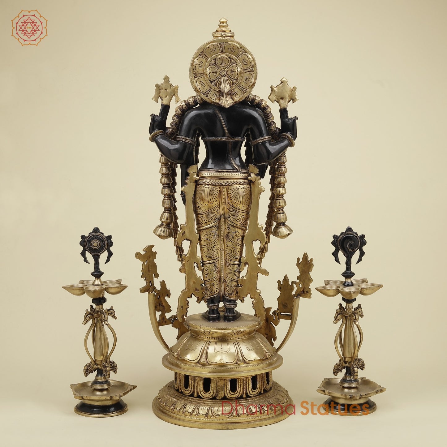 Bronze Tirupati Balaji with Ornaments, Dashavtar and Shankh Chakra Lamps 30”