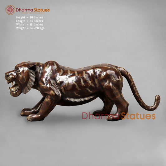 Brass Tiger Standing , Copper Finish 50”
