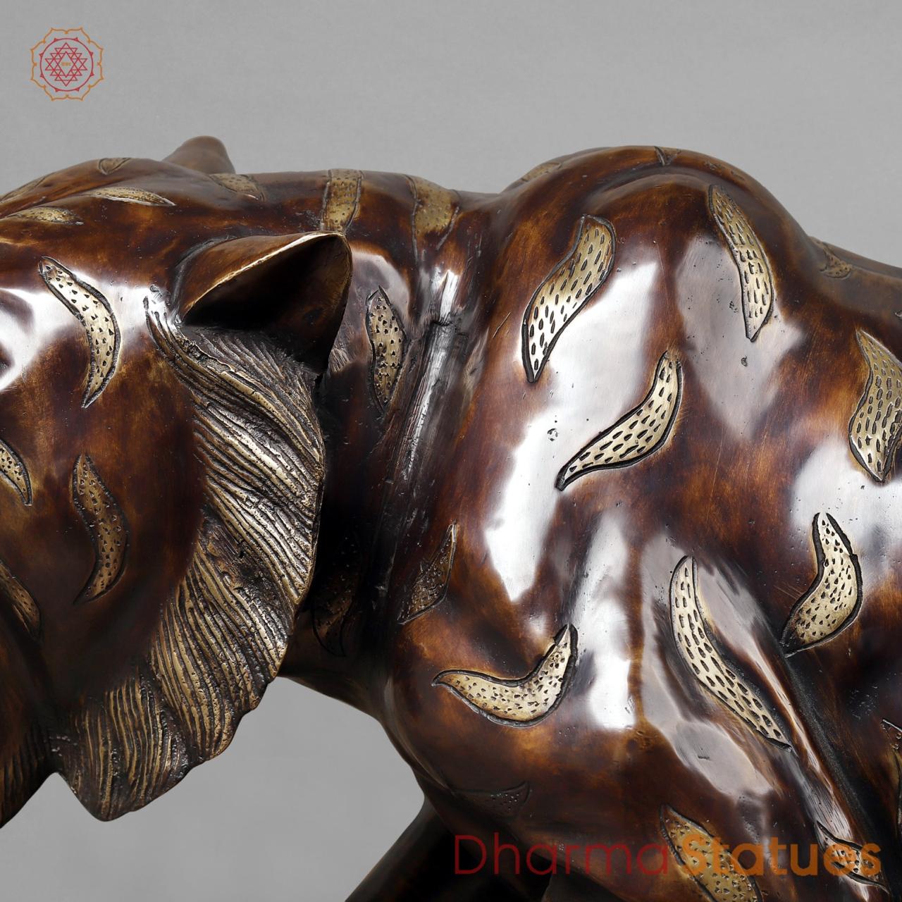 Brass Tiger Standing , Copper Finish 50”