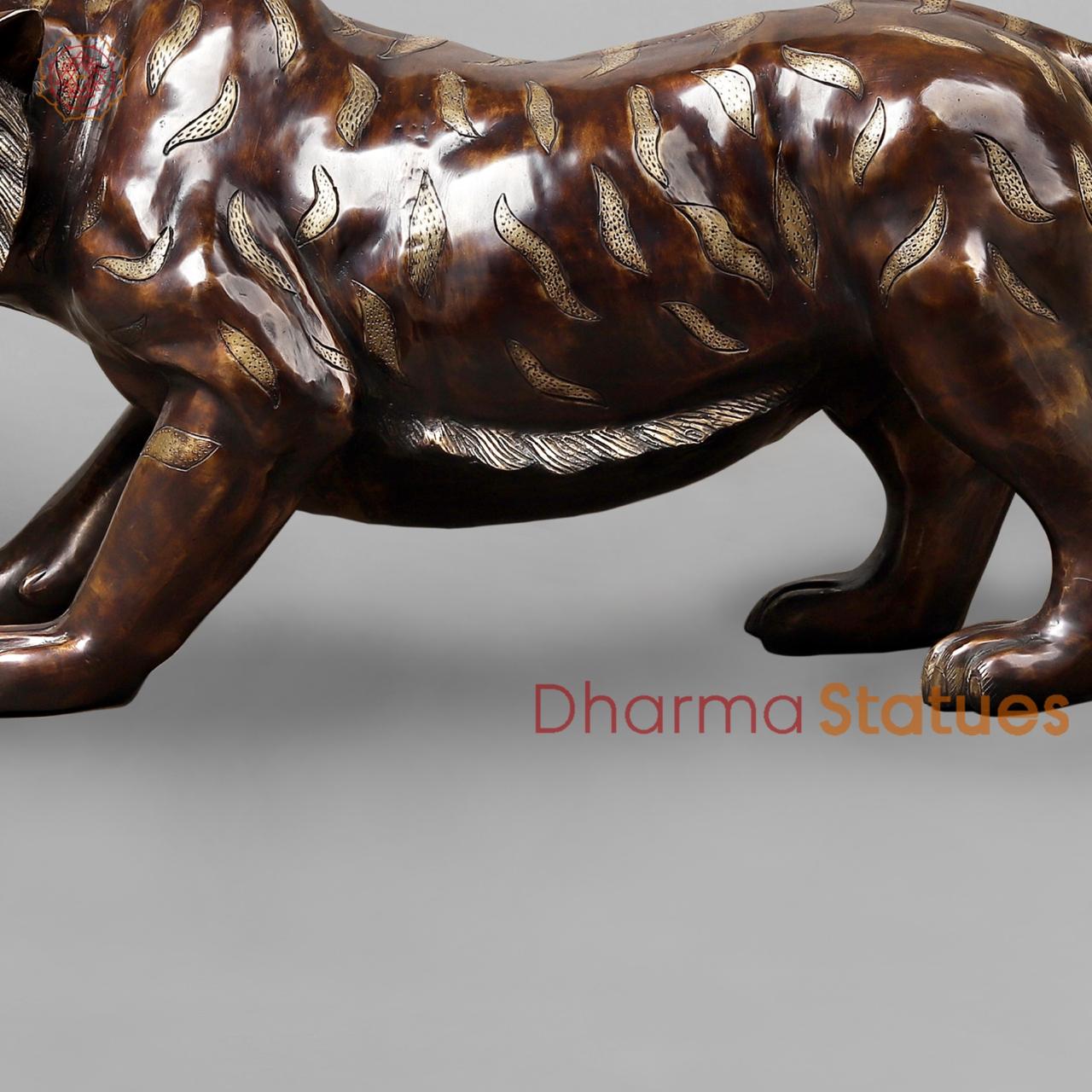 Brass Tiger Standing , Copper Finish 50”