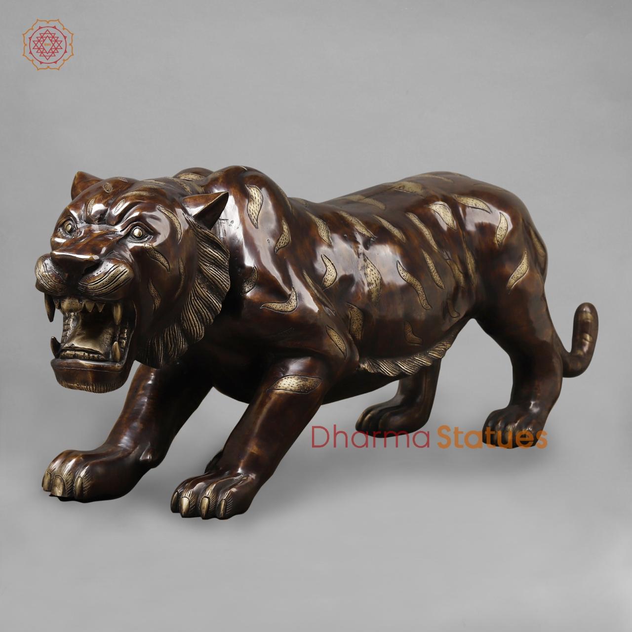 Brass Tiger Standing , Copper Finish 50”