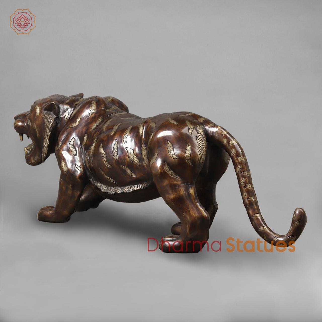 Brass Tiger Standing , Copper Finish 50”