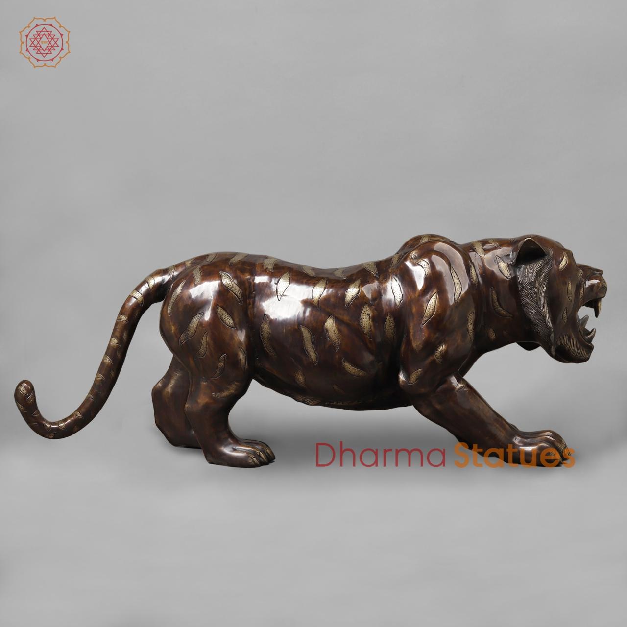 Brass Tiger Standing , Copper Finish 50”