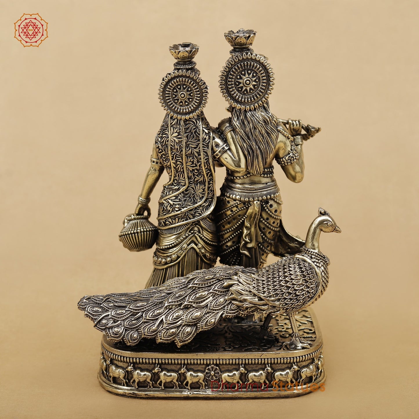 Brass Radha Krishna With Peacock Fine 8.5”