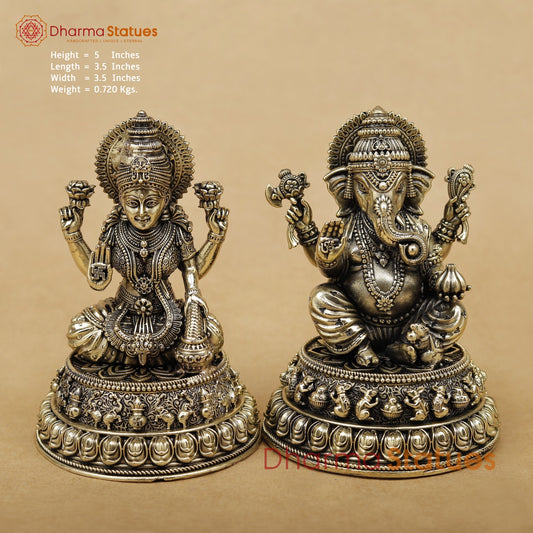 Brass Lakshmi Ganesh Fine 5”