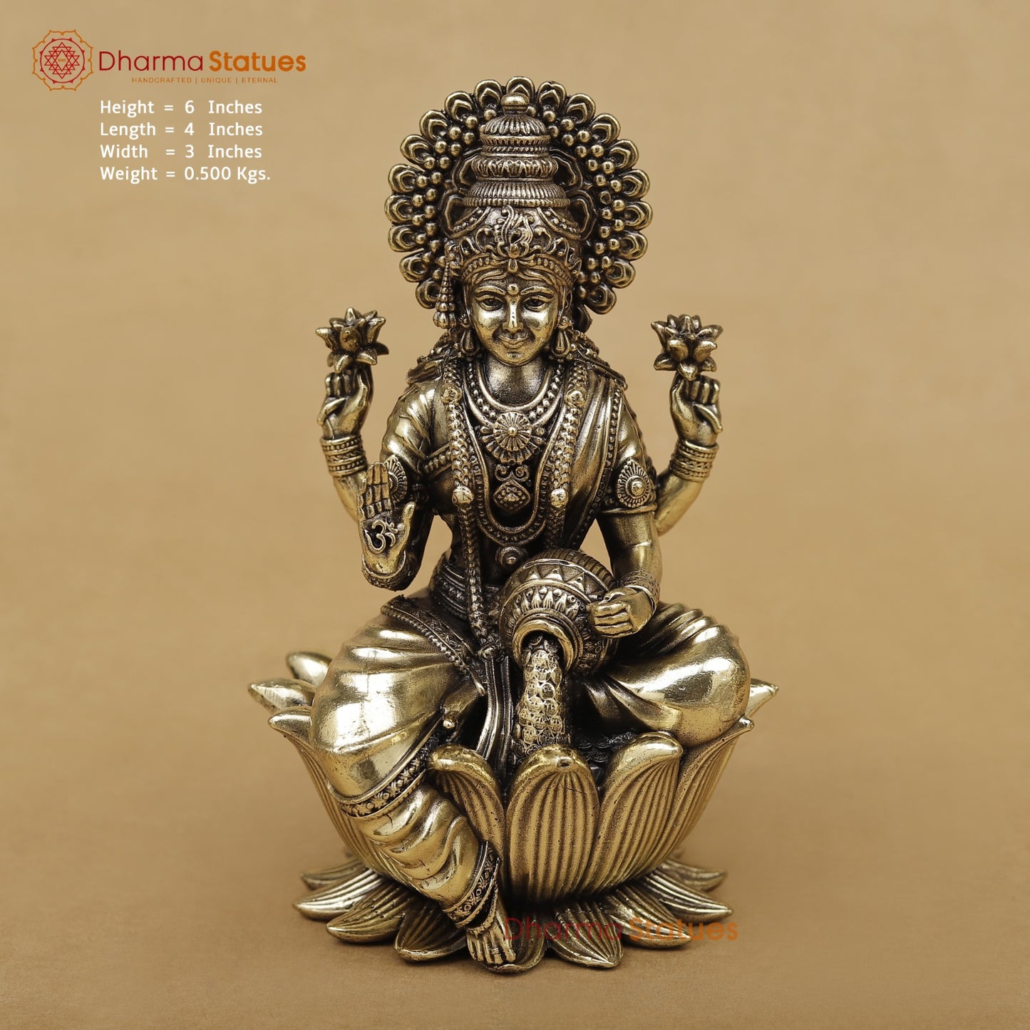 Brass Lakshmi seated fine 6”