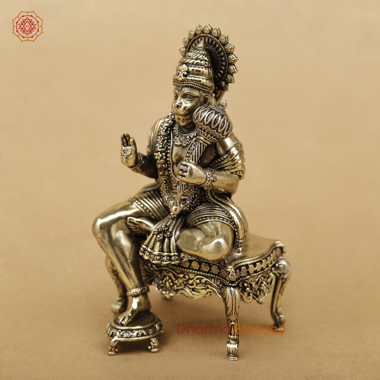 Brass Hanuman seated On chowki 5.5”