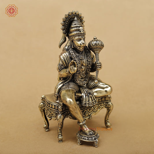 Brass Hanuman seated On chowki 5.5”