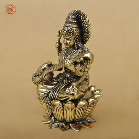 Brass Saraswati seated fine 5”