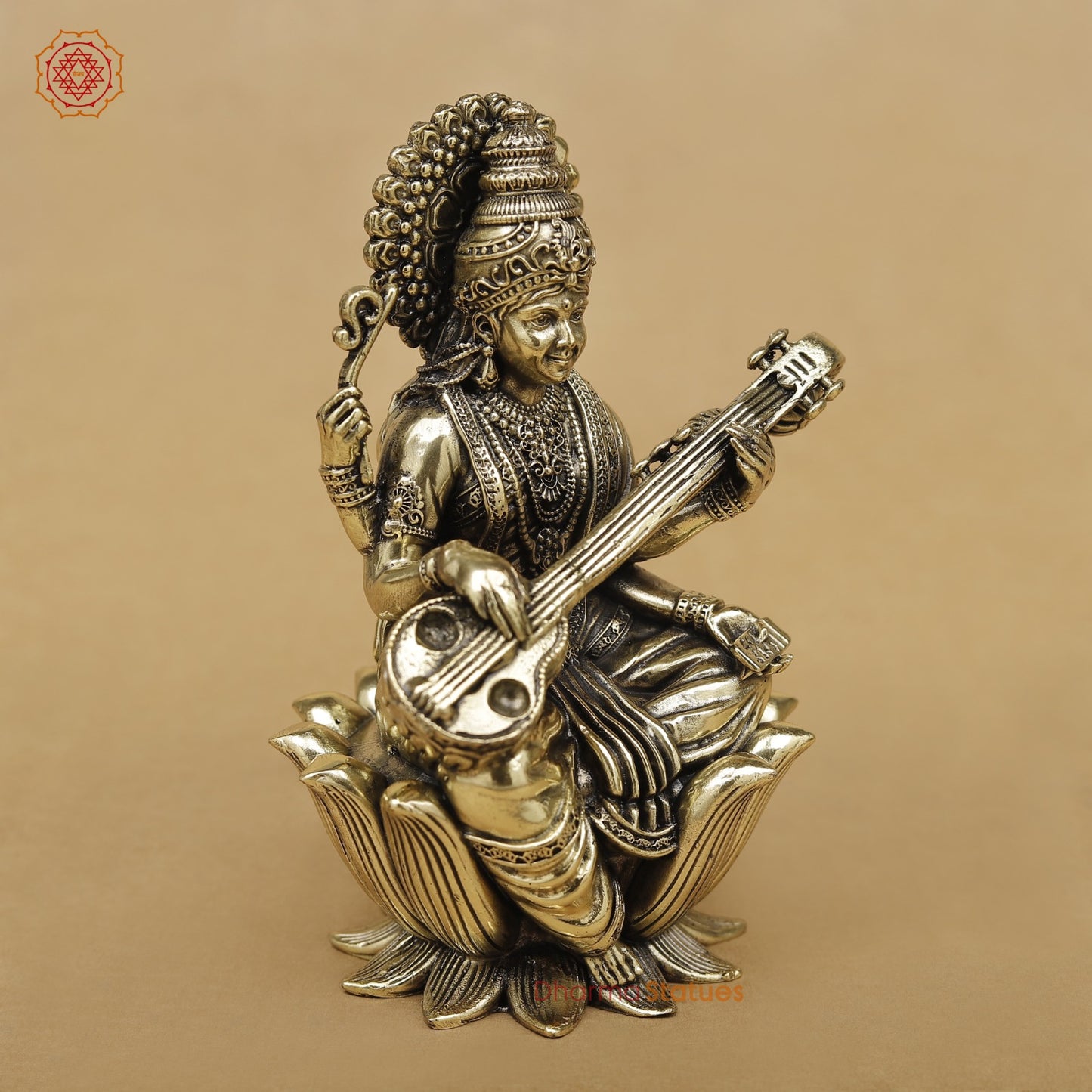 Brass Saraswati seated fine 5”