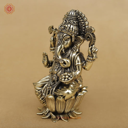 Brass Ganesh seated fine 5”