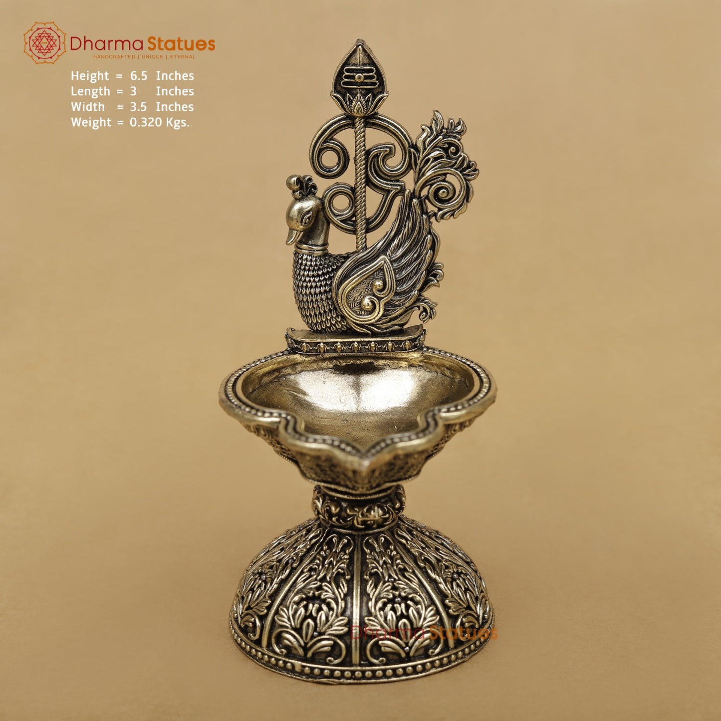 Brass Peacock Vel Diya Fine 6.5”