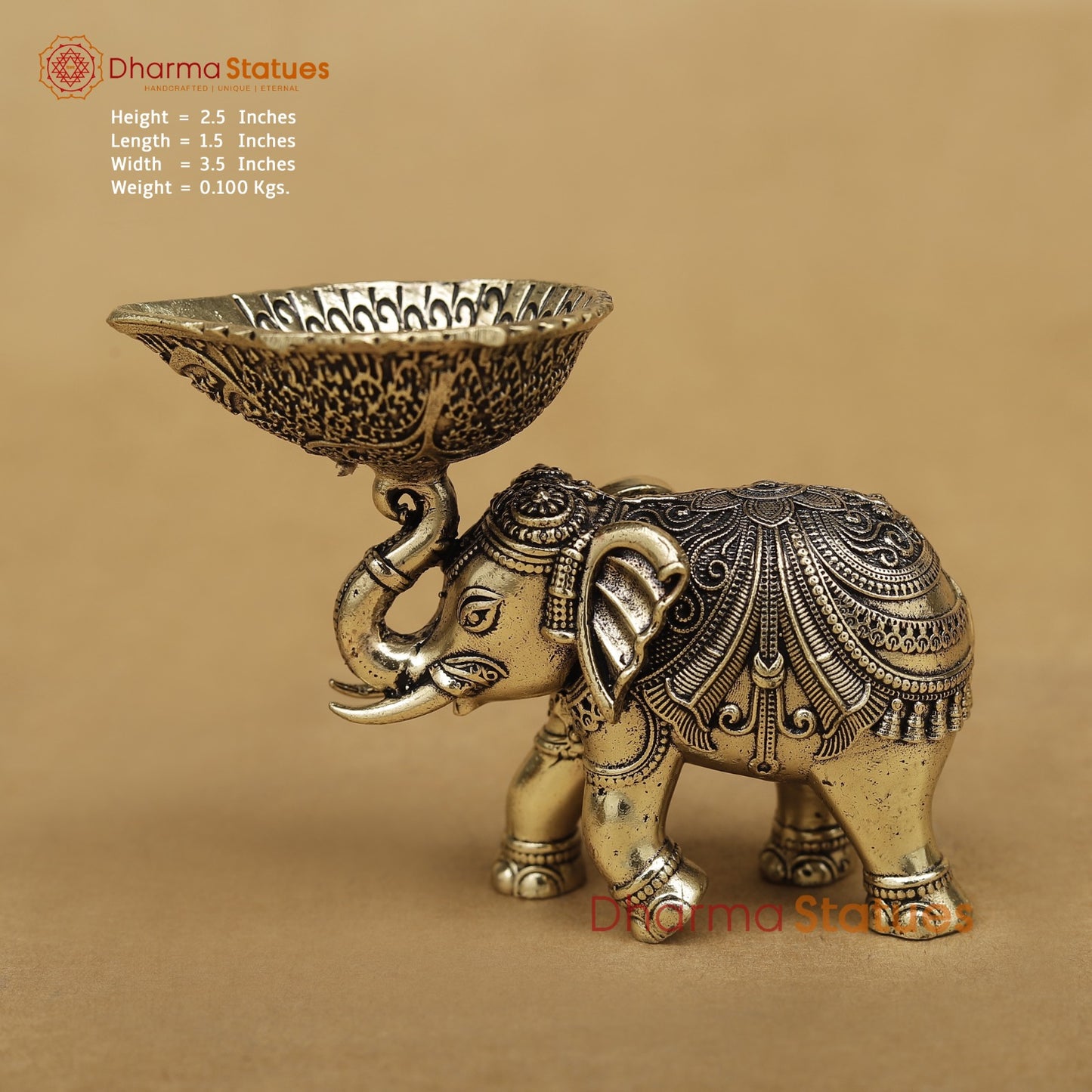 Brass Elephant Diya 2.5”
