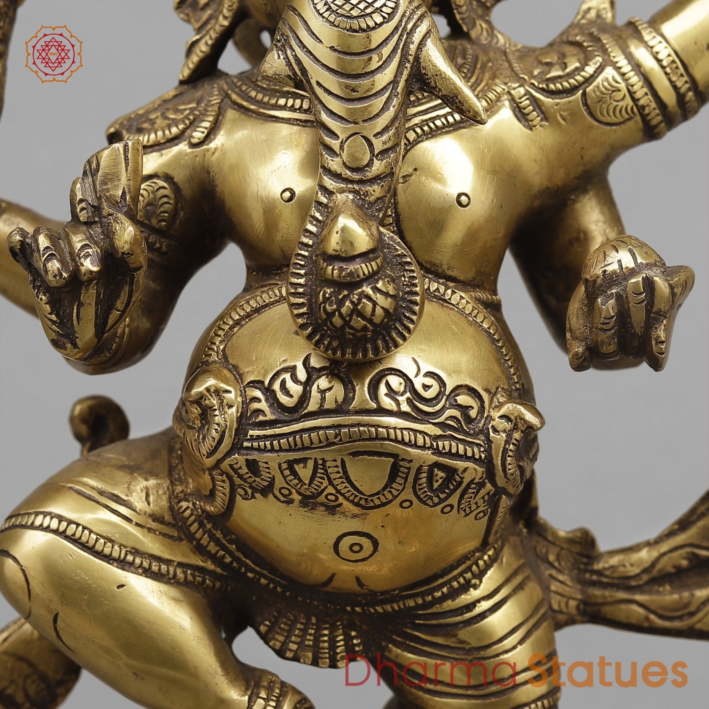 Brass Dancing Ganesh fine, Antique Finish 13”