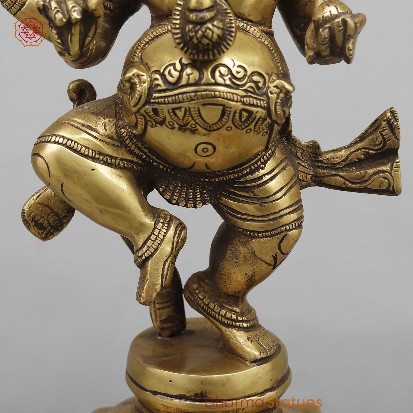 Brass Dancing Ganesh fine, Antique Finish 13”