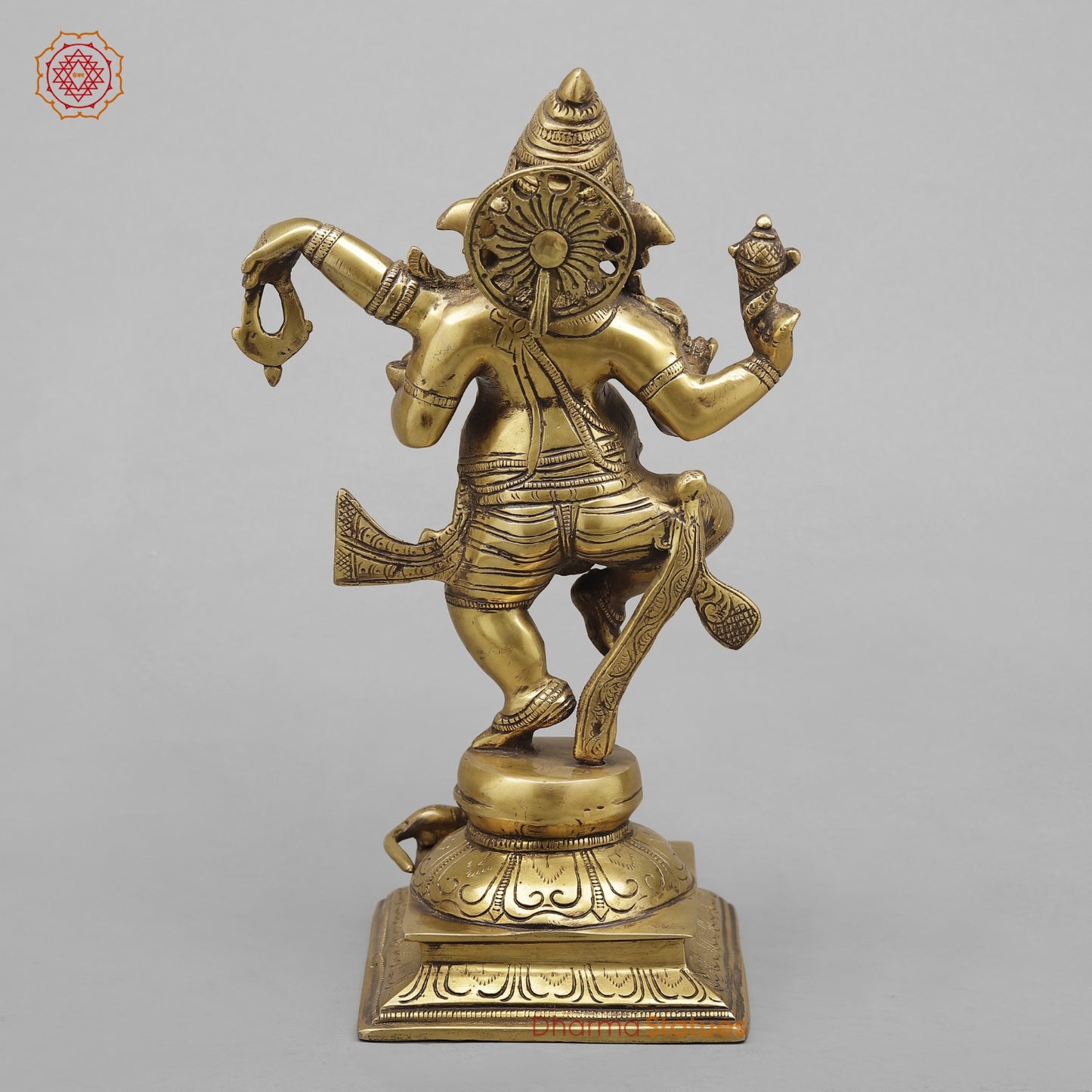 Brass Dancing Ganesh fine, Antique Finish 13”
